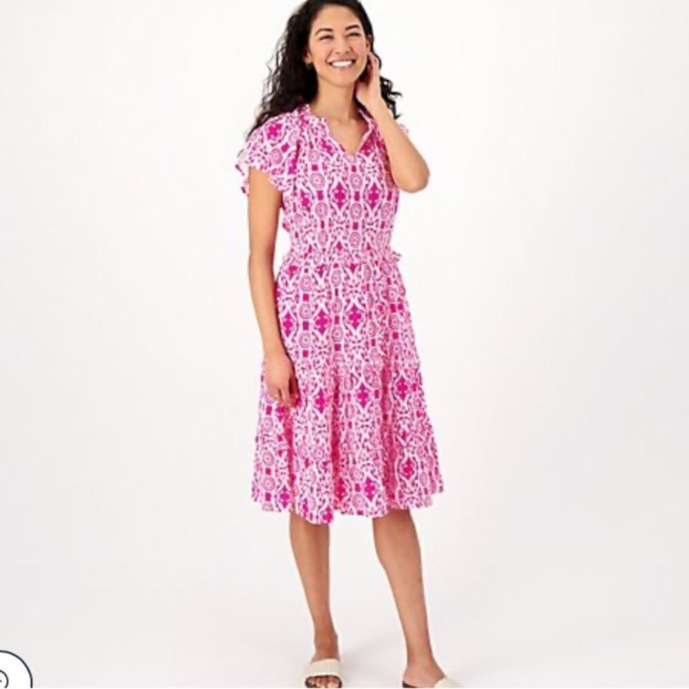 Destination 365 Flutter Sleeve Tiered Dress Sz XL